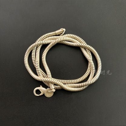 Men’s Fine Copper Silver-Plated Necklace Versatile Length 60cm Approx