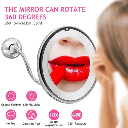 Espejo LED Flexible Para Mujer Hombre con Aumento de 10 veces Lampara Pared Baño