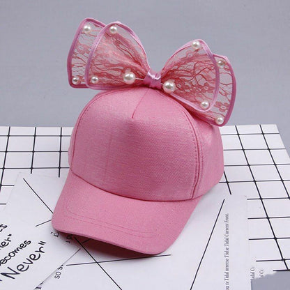 Baby Hats Spring Summer Girl Baseball Caps Glitter Rabbit Ear Pearl Sun Children