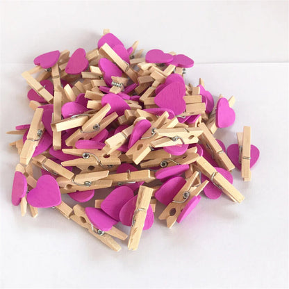Craft Clothespin 50Pcs Wooden Clips Love Heart Pegs DIY Wedding Venue Decoration