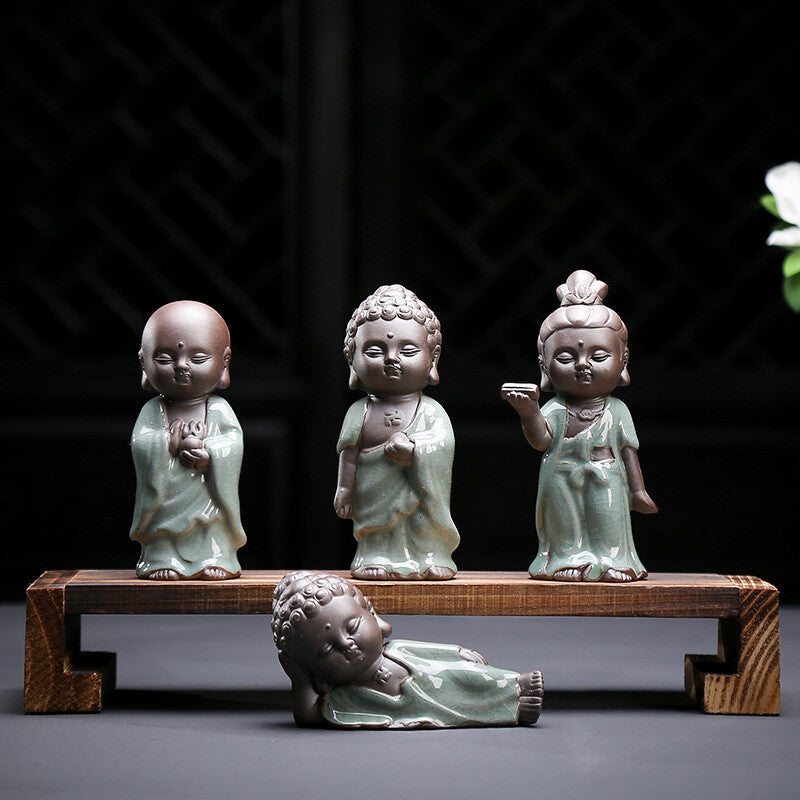 On Sales Porcelain Tea Pet Monk Statue Small Size Table Ornament Decoration New