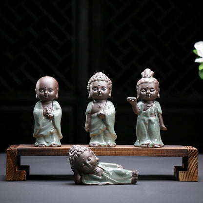 On Sales Porcelain Tea Pet Monk Statue Small Size Table Ornament Decoration New