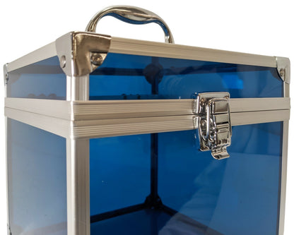 See-Through Blue Acrylic and Metal Storage Box Container with Latch and Handle