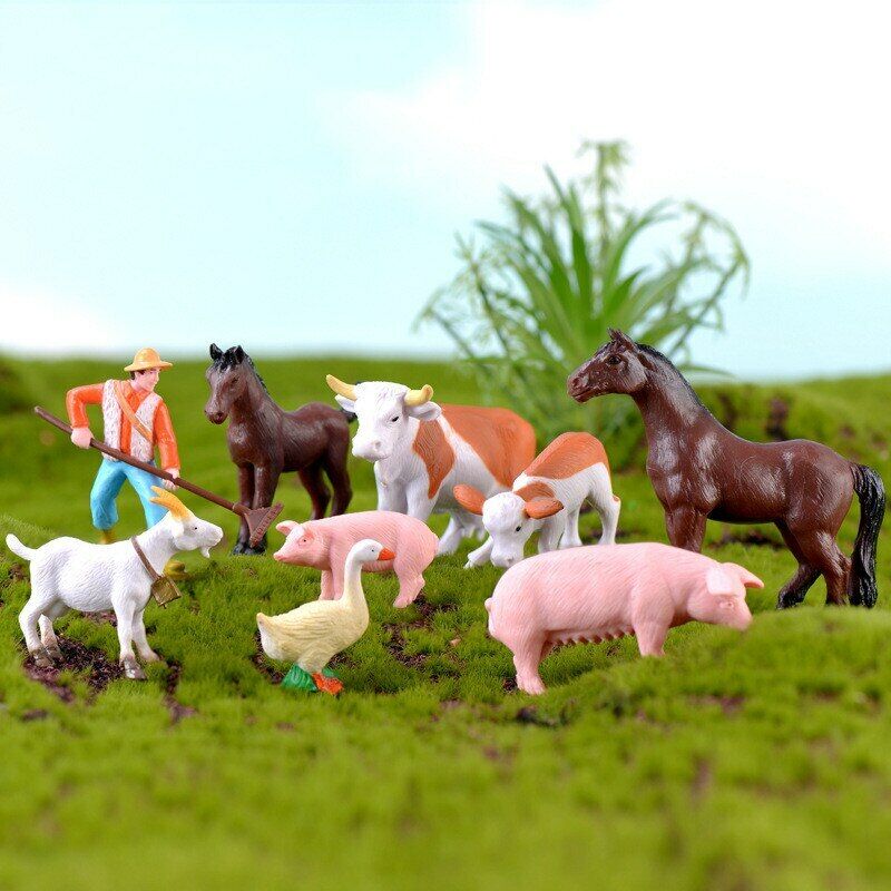 Plastic Animal 3pcs/lot Horse Cow Duck Duck Pig Goat Farm Craft Gift Landscape