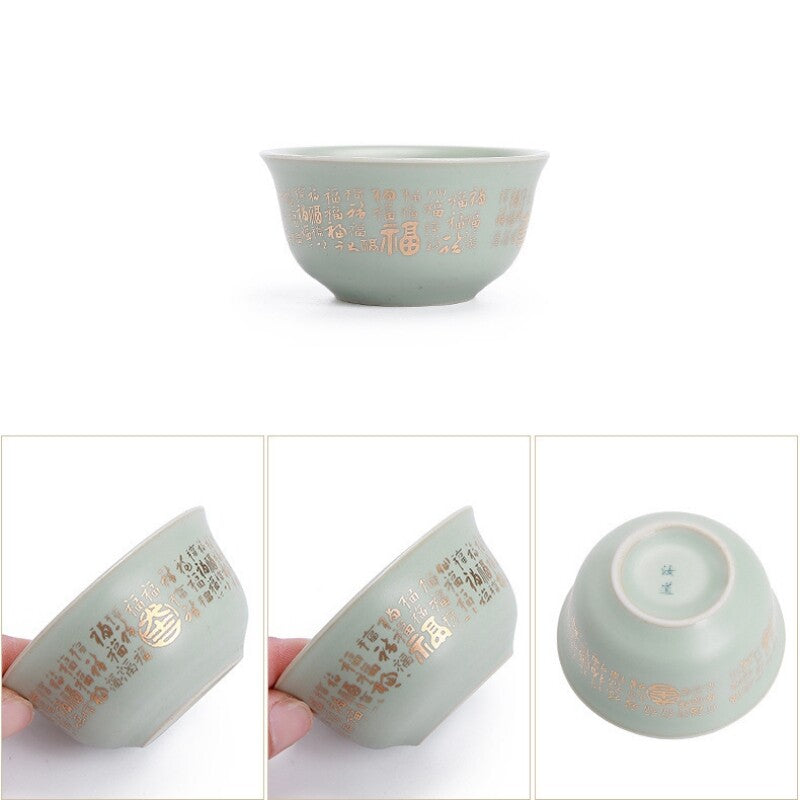 Boutique Ruyao Craft Tea Set Chinese Ceramic Tea Pot Matching Tea Cup Filter Net