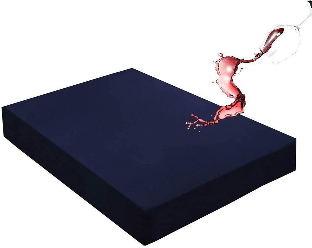 Navy Blue Waterproof Mattress Protector Cover 18" Deep Fitted Sheet All Size