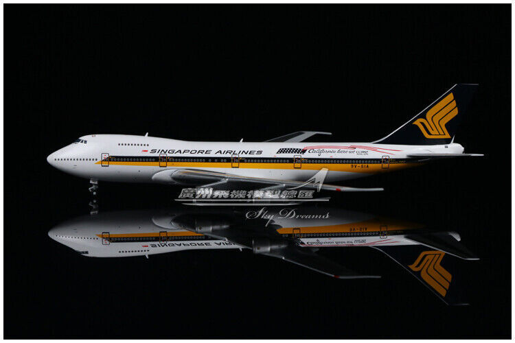 1:400 JC Wings SINGAPORE AIRLINES BOEING 747-200 Passenger Plane Diecast Model