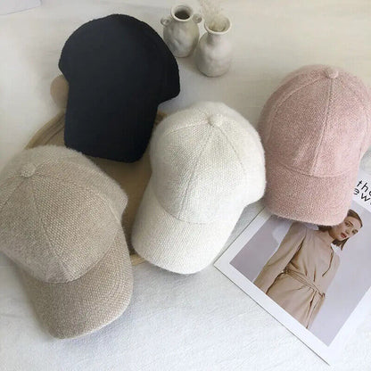 Women Baseball Caps Autumn Winter Solid Color Snapback Casual Visor Hats 56-60cm