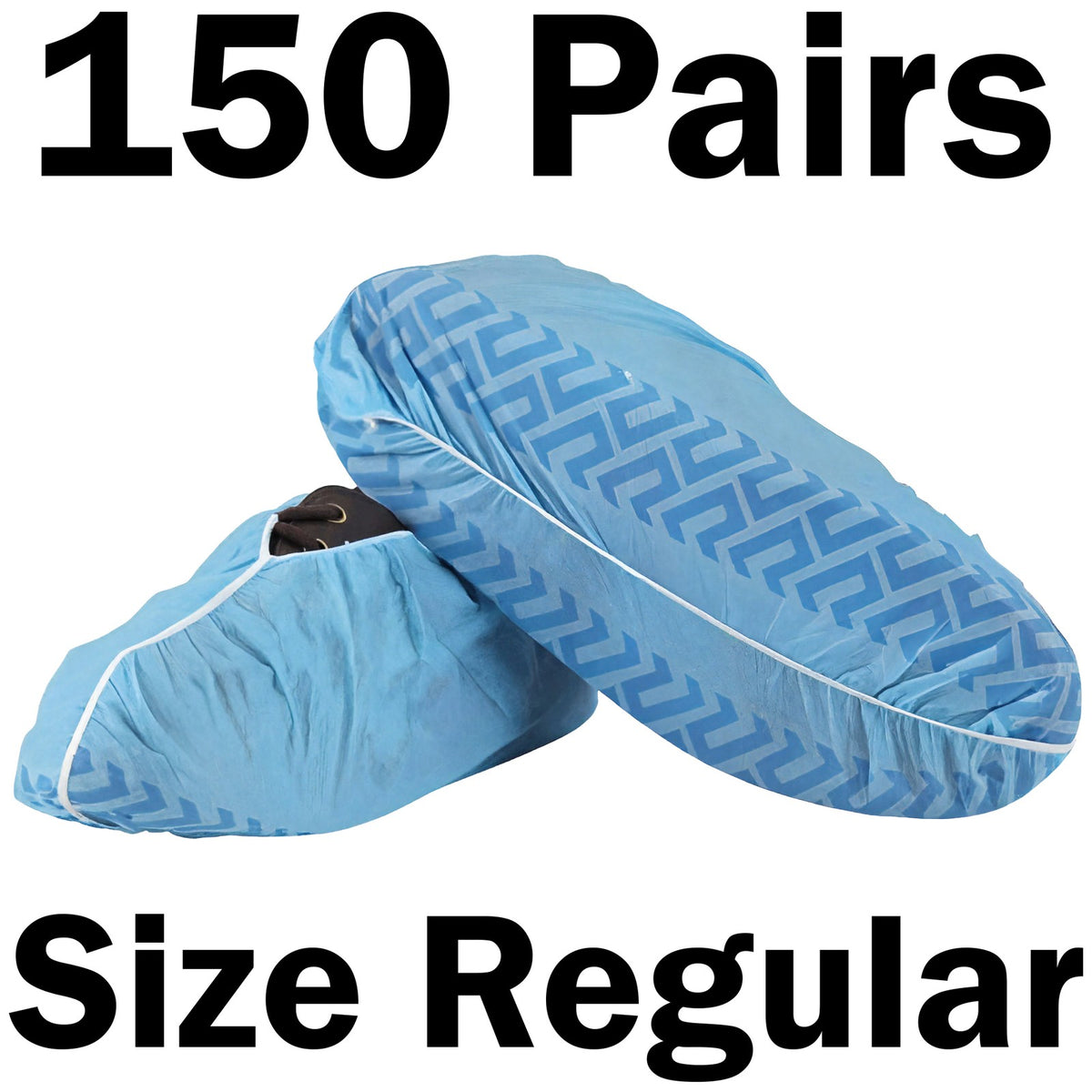 150 Pairs SIZE REGULAR (US Shoe Sizes 6 to 10) Disposable Shoe Covers Non-Skid