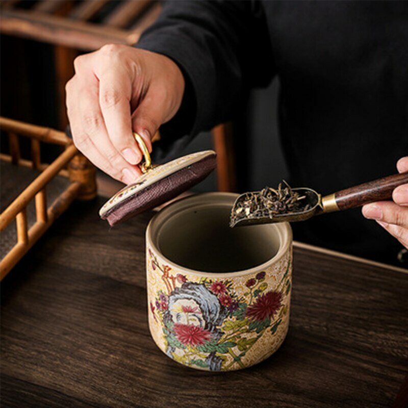 10cm Tea Tins Sealed Storage Tea Caddy Ceramic Container Puer Tea Jar Tea Set