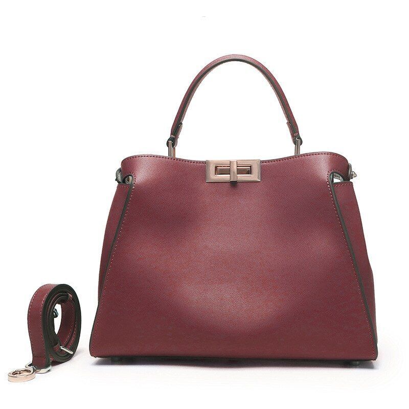 Genuine Leather Tote Handbag Women Bags Square Purse S/M/L Sizes Cow Leather 1PC