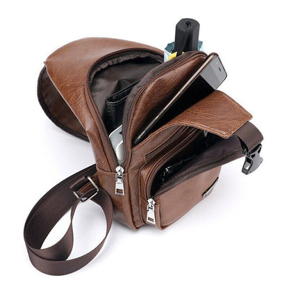 Messenger Bag USB Chest Bag Designer Leather Shoulder Bags Men's Birthday Gifts