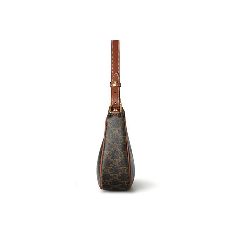 Underarm Bag Leather Shoulder Purse Vintage Printing Half Moon Crossbody Handbag