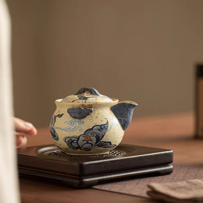 Flint Caramel Cloud Butterfly Ceramic Grip Teapot Kung Fu Tea Set