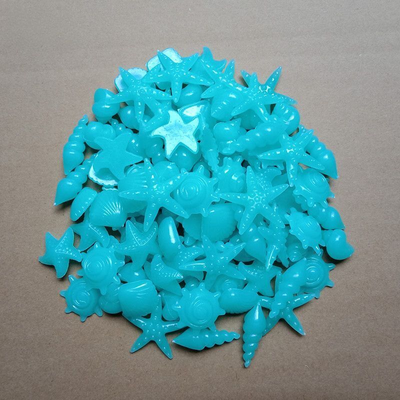 Aquarium Decor 50Pcs Luminous Stones Colorful Shell Starfish Conch Shape Pebbles