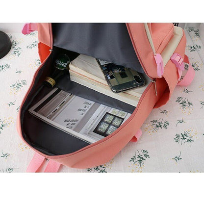 Laptop Backpack 4 Pcs Set Canvas School Purse College Student Book Bags Rucksack