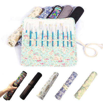 20 Pocket Art Paint Brush Case School Roll Up Pen Holder Canvas Pouch Bag