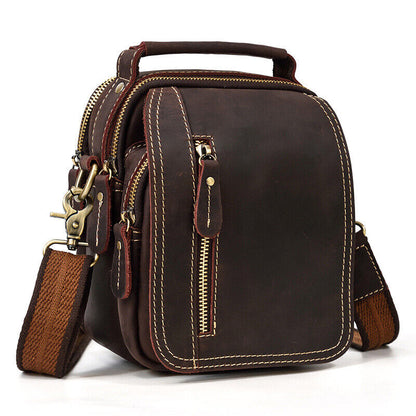 Vintage Men Real Leather Shoulder Bag Cross Body Belt Bag Waist Pack Bum Bag