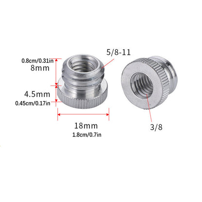 1/4'', 3/8" Female to 5/8" Male Aluminum Alloy Screw Adapter For Camera Tripod