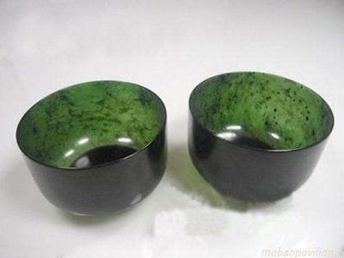 2pcs China Natural Exquisite Hand-carved Chinese Hetian Jade - Jade Bowl