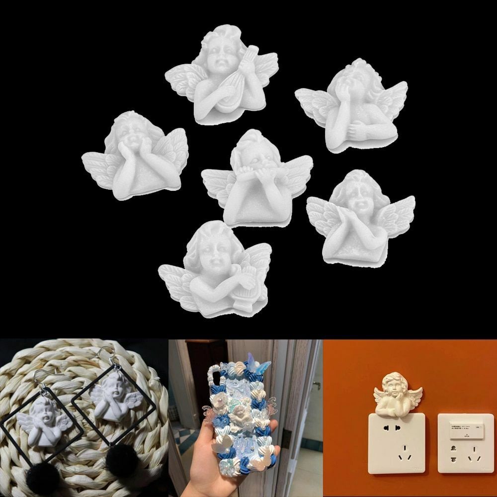 6Pcs/Set Mix Resin Charms Wing Angel 3D Resin Jewelry Plastic Casting Mold Tools