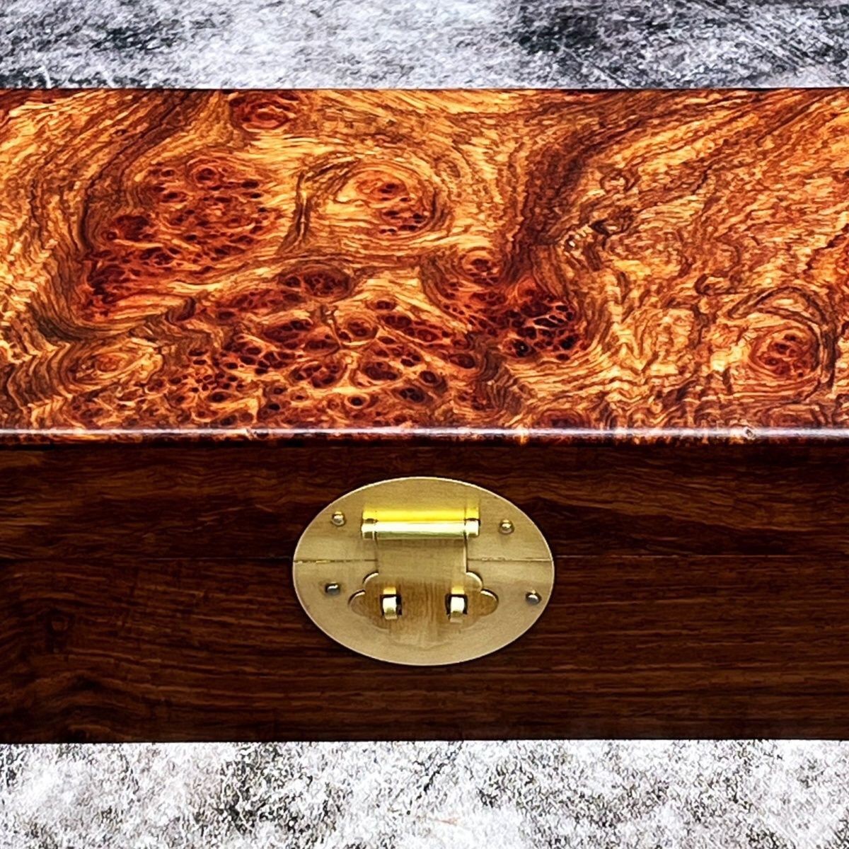 Huanghuali Wood Jewelry Box 15×9×8cm Natural Grain Storage Case