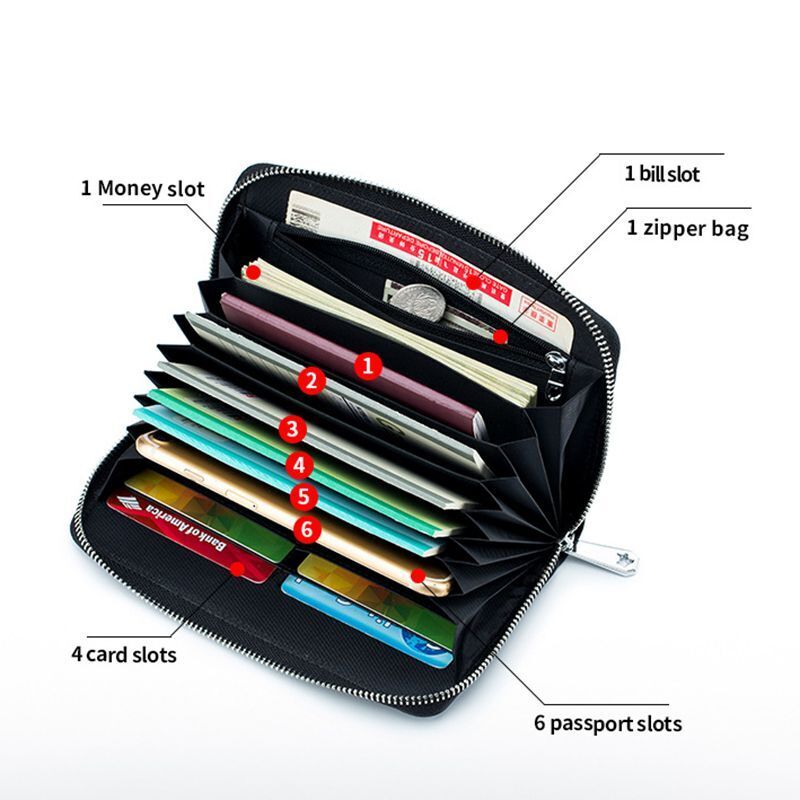Folding Passport Bag Genuine Leather Folding Hand Ledger Long Wallet Phone Bags