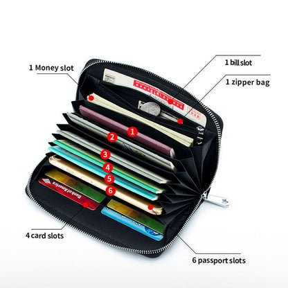 Folding Passport Bag Genuine Leather Folding Hand Ledger Long Wallet Phone Bags