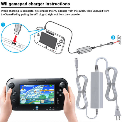 AC Power Supply Charging Adapter Cable Charger For Nintendo Wii U GamePad Lot