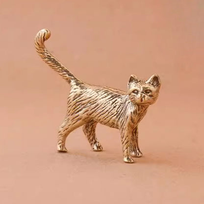 Solid Brass Kitten Cute Copper Cat Retro Copper Cat Tea Pet Animal Ornament