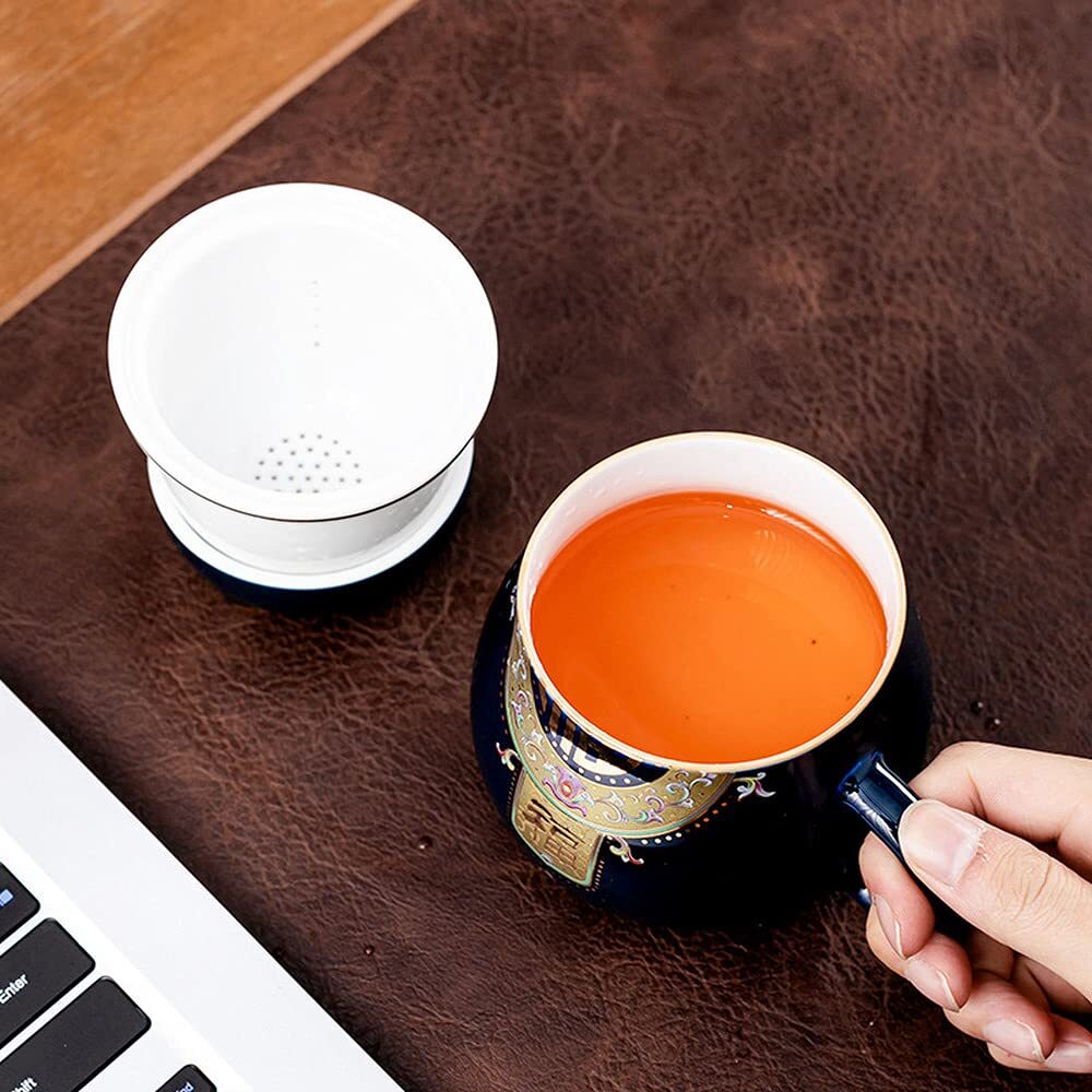 400ml Lucky Cat Tea Mug Creative Ceramic Office Filter Water Cup Kung Fu Tea
