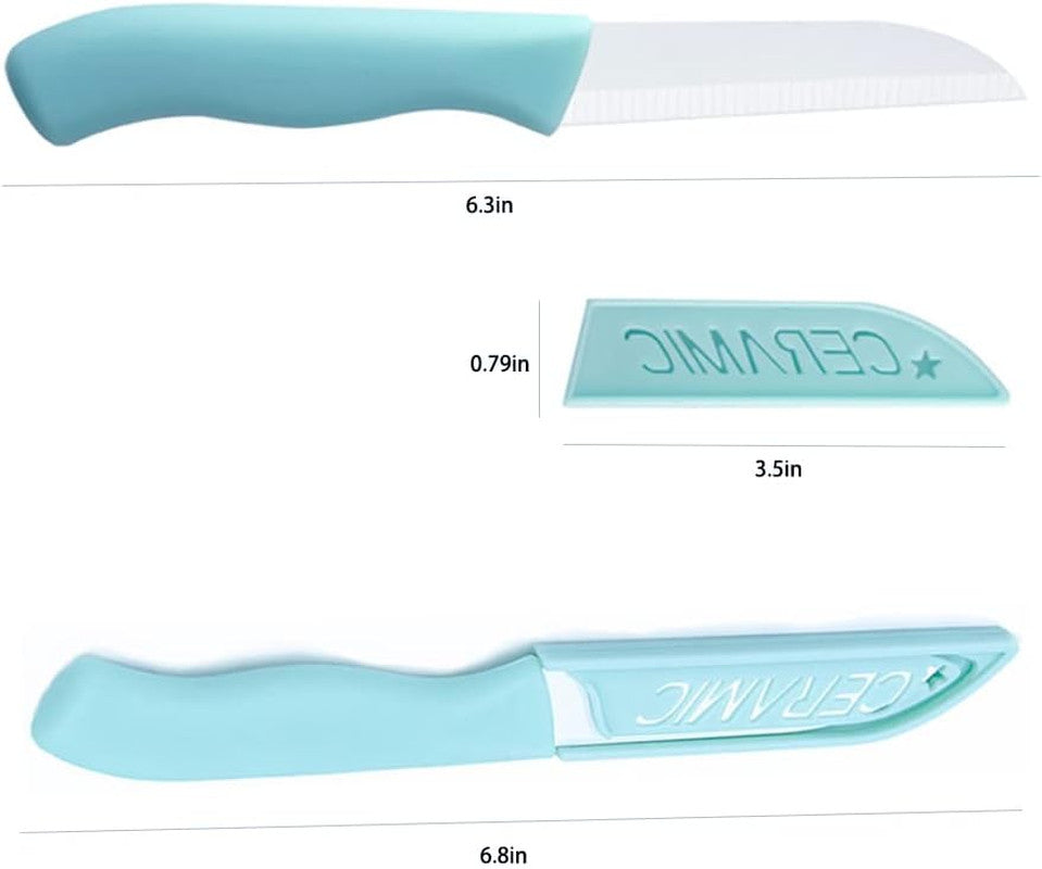 6 Pack Ceramic Paring Knife with Knife Cover Lightweight Ceramic Knives Fruit