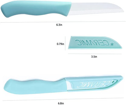 6 Pack Ceramic Paring Knife with Knife Cover Lightweight Ceramic Knives Fruit