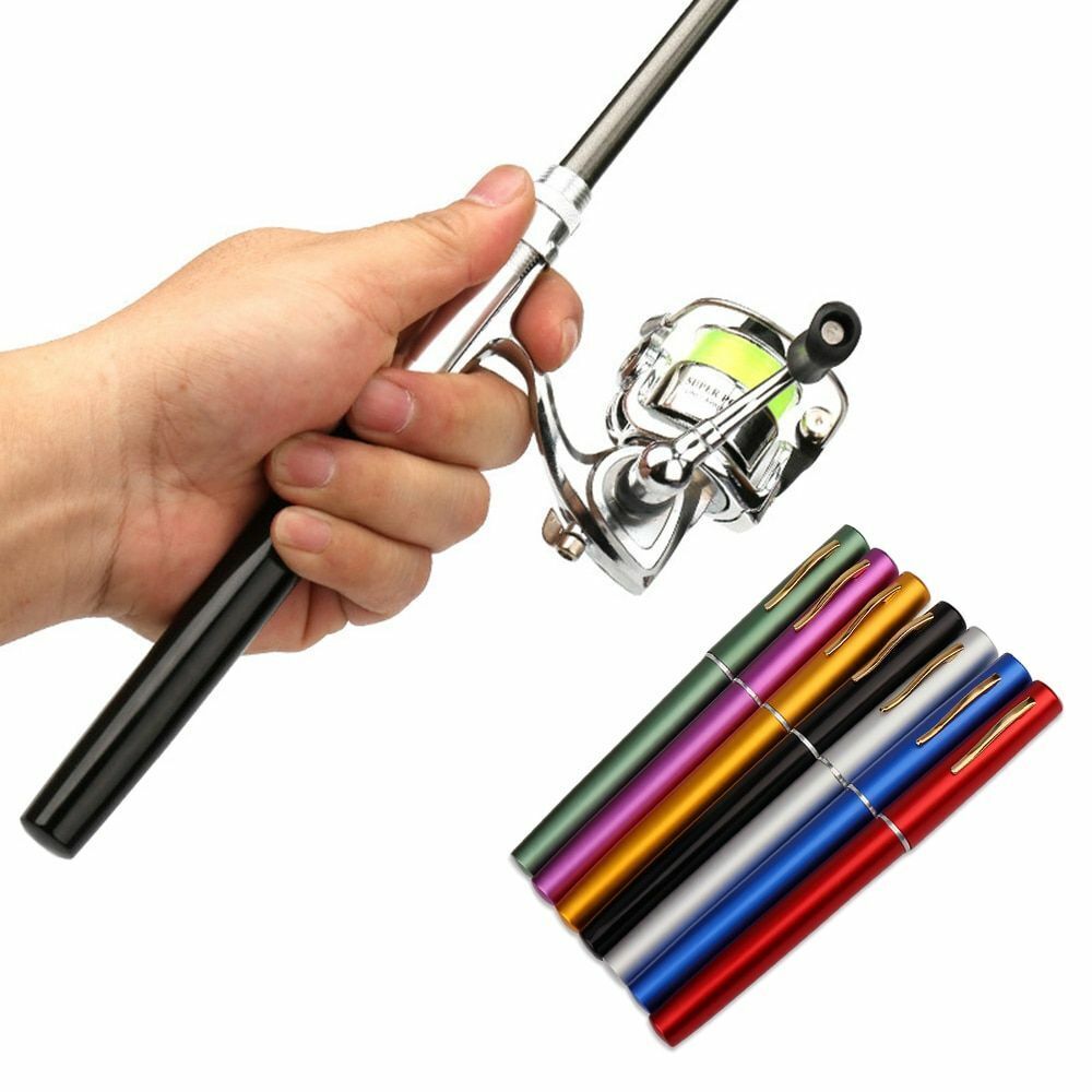 Fishing Rod Reel Pen 1M / 1.4M Pocket Collapsible Combo Mini Kit 7 Colors Shape
