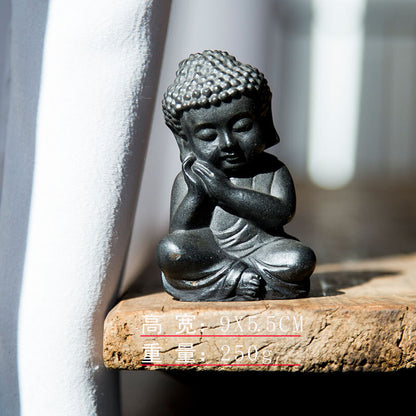 Chinese Iron Rust Shakyamuni Tathagata Buddha Statue Tea Pet Decor Collection