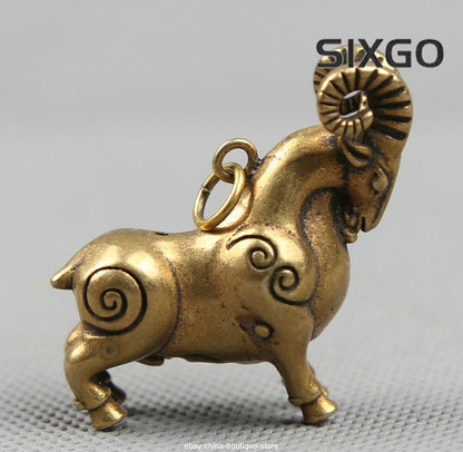 41MM Small Chinese Bronze Lovable Zodiac Animal Sheep Goat Wealth Statue