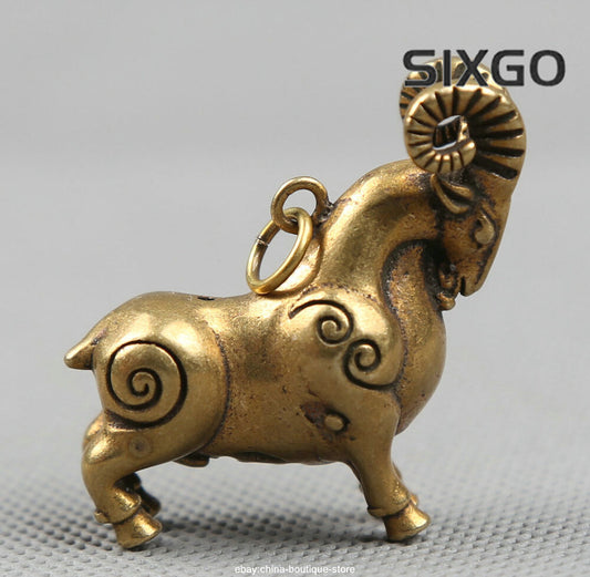 41MM Small Chinese Bronze Lovable Zodiac Animal Sheep Goat Wealth Statue