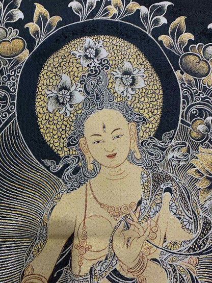 36" Tibet Tibetan Cloth Silk Buddhism Tara Guanyin Kwan-yin Tangka Thangka Mural