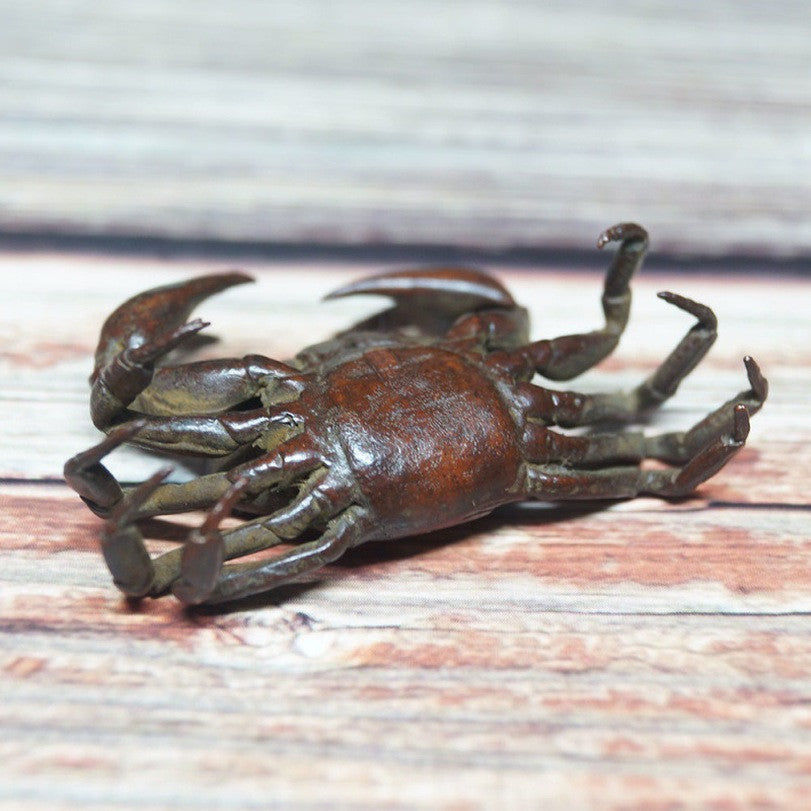 China Tea Pet Chinese Old Pure Copper Handwork Antique Crab Ornament Statue