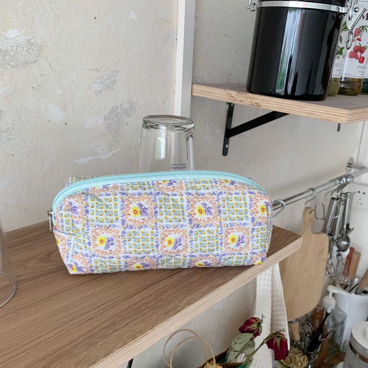 Floral Travel Cosmetic Lipstick Storage Bag Makeup Handbags Wallet Pencil Case