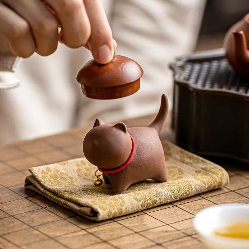 Purple Clay Cute Cat Tea Pets Ceramic Kung Fu Tea Set Accessories for Home Decor