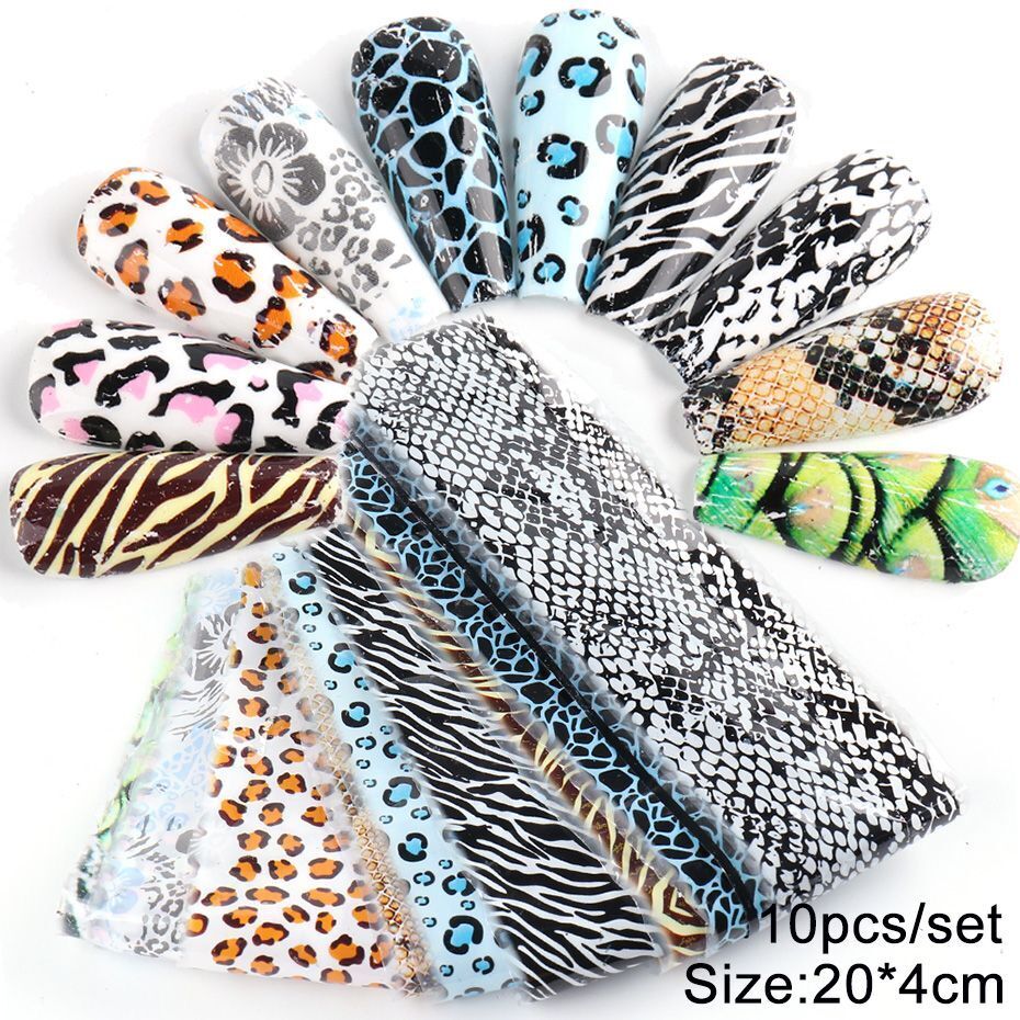 Nail Art 10Pcs Matte Metallic Foils Gold Silver Mirror Starry Paper Gel Stickers