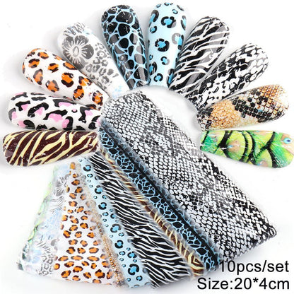 Nail Art 10Pcs Matte Metallic Foils Gold Silver Mirror Starry Paper Gel Stickers