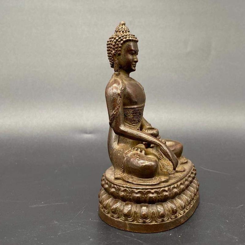 Vintage Brass Sitting Buddha Figurine Small Sakyamuni Statue for Collection