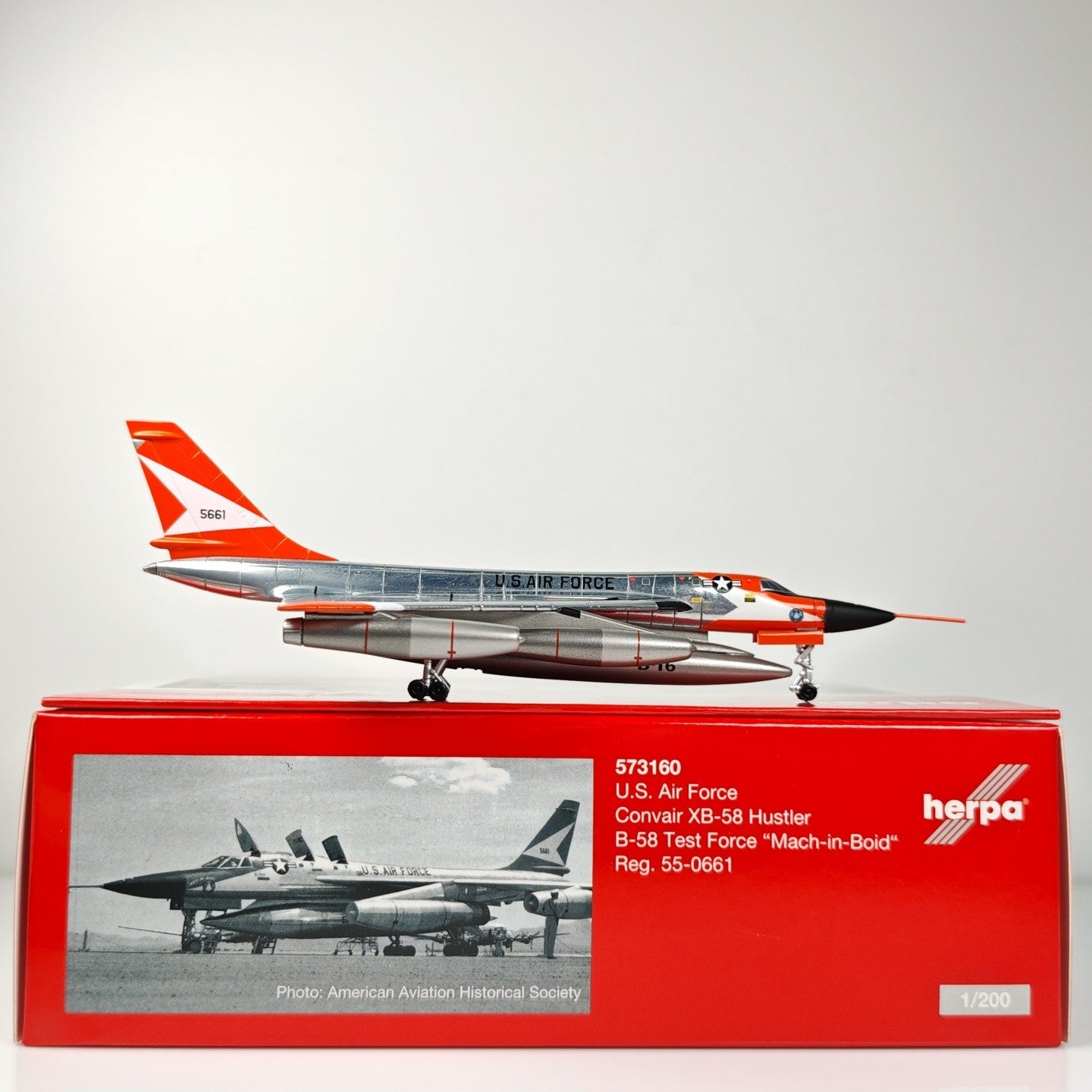 1:200 Herpa U.S. Air Force Convair XB-58 Hustler Aircraft Diecast Airplane Model