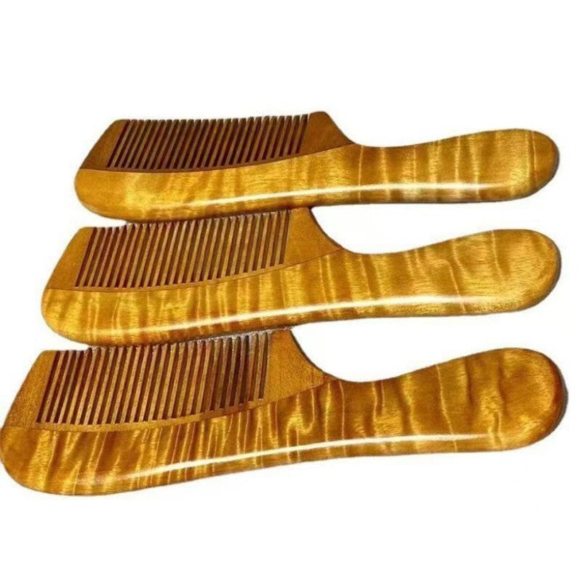 Golden Nanmu Water Ripple Comb Vintage Solid Wood Hair Comb for Home Use