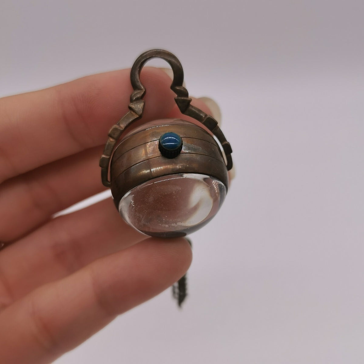 Chinese Bronze Crystal Ball Bell Mechanical Clock Table Pocket Watch A5
