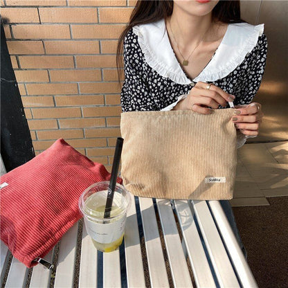Corduroy Cosmetic Bag Cotton Clutch Makeup Traveling Bag Organizer Cases 18*26CM