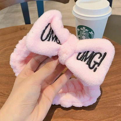 Hairbands Wash Face Women Soft Warm Coral Fleece Bow Animal Ear Hair Accessories