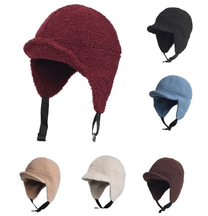 Men Winter Hats W/ Visor Outdoor Fleece Warm Windproof Earflap Skull Cap Trapper